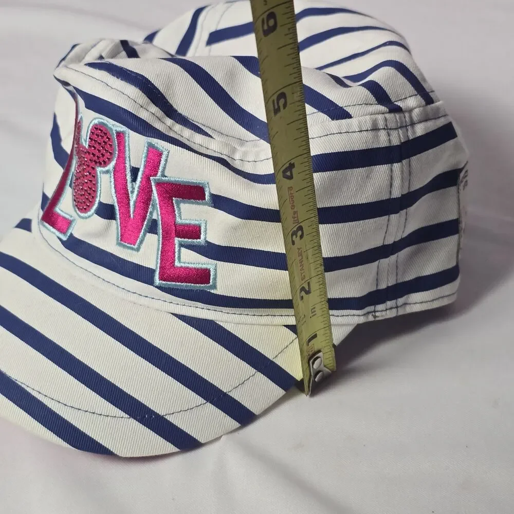 Disney Parks Striped‎ LOVE Mickey Minnie Mouse Stripes Adult Cadet Hat Cap